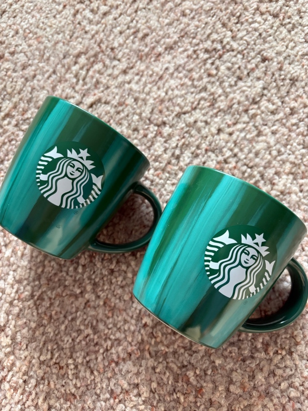 Starbucks Emerald Green Ceramic Mugs with White Logo - Set of 2 2022